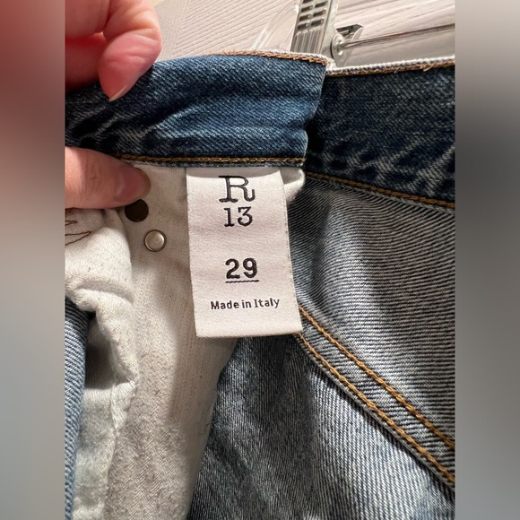 R13 cross-over distressed, cuffed denim - Picture 4 of 8